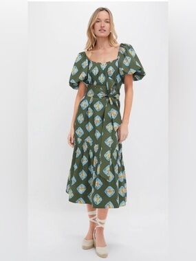 NWT Tuckernuck Olive and Aqua Diamond Clary Dress, SizeXXL
